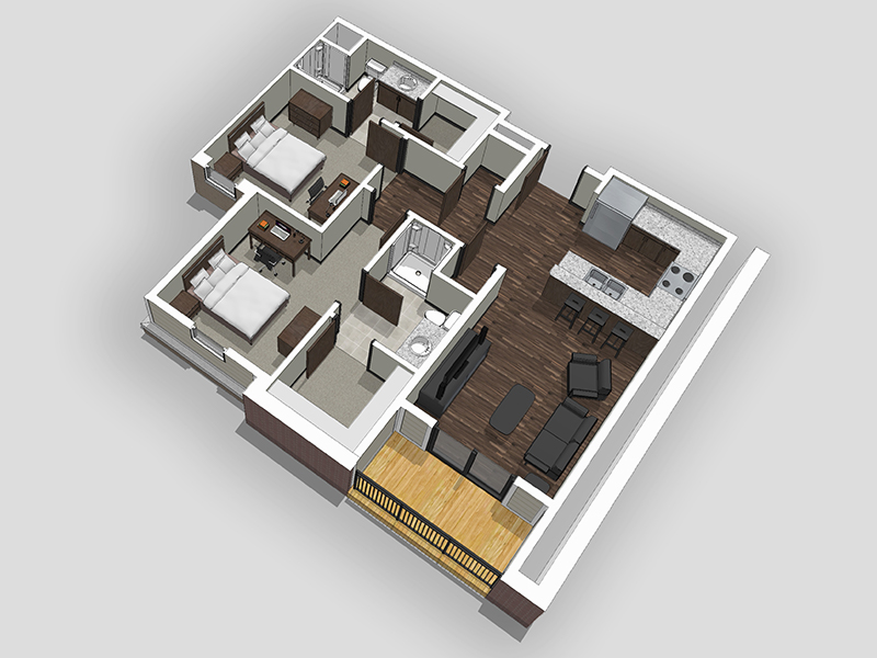 Layout of 2 Bedroom Apartment