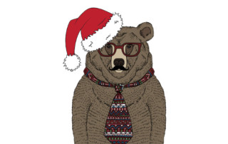 Bear Village Bear with Santa hat
